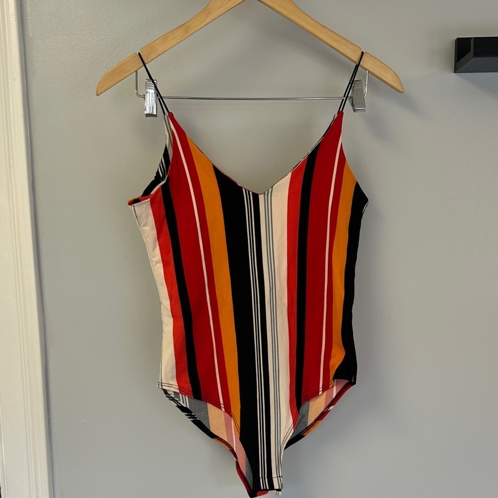 Gaze Stripped Tank Bodysuit